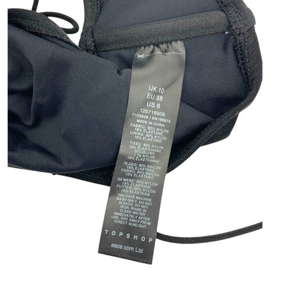TopShop Skinny Strap Halter Neck Bikini Top in Black Size 6 NWOT $35 MSRP - Picture 5 of 7